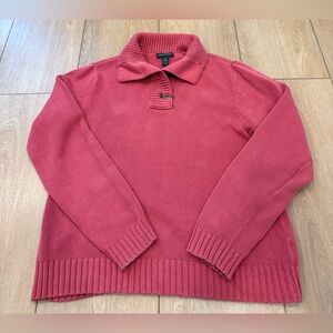 Lauren Jeans Co Ralph Lauren Red Cotton Toggle Collar Sweater Women’s XL